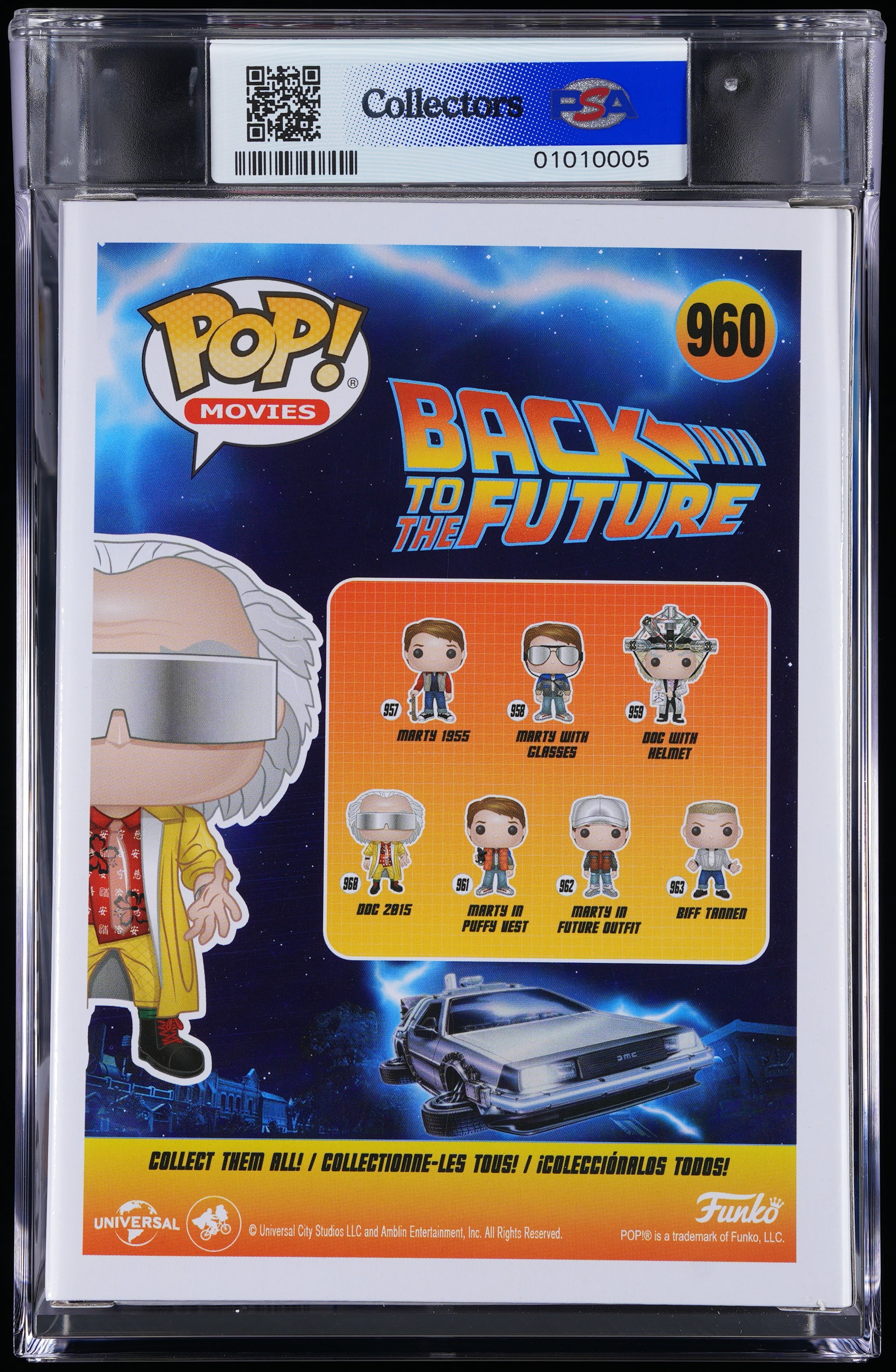 Funko Pop! PSA Graded Back to the Future: Doc 2015 PSA Graded 10 GEM MINT Vinyl Figure #960 Cert #01010005