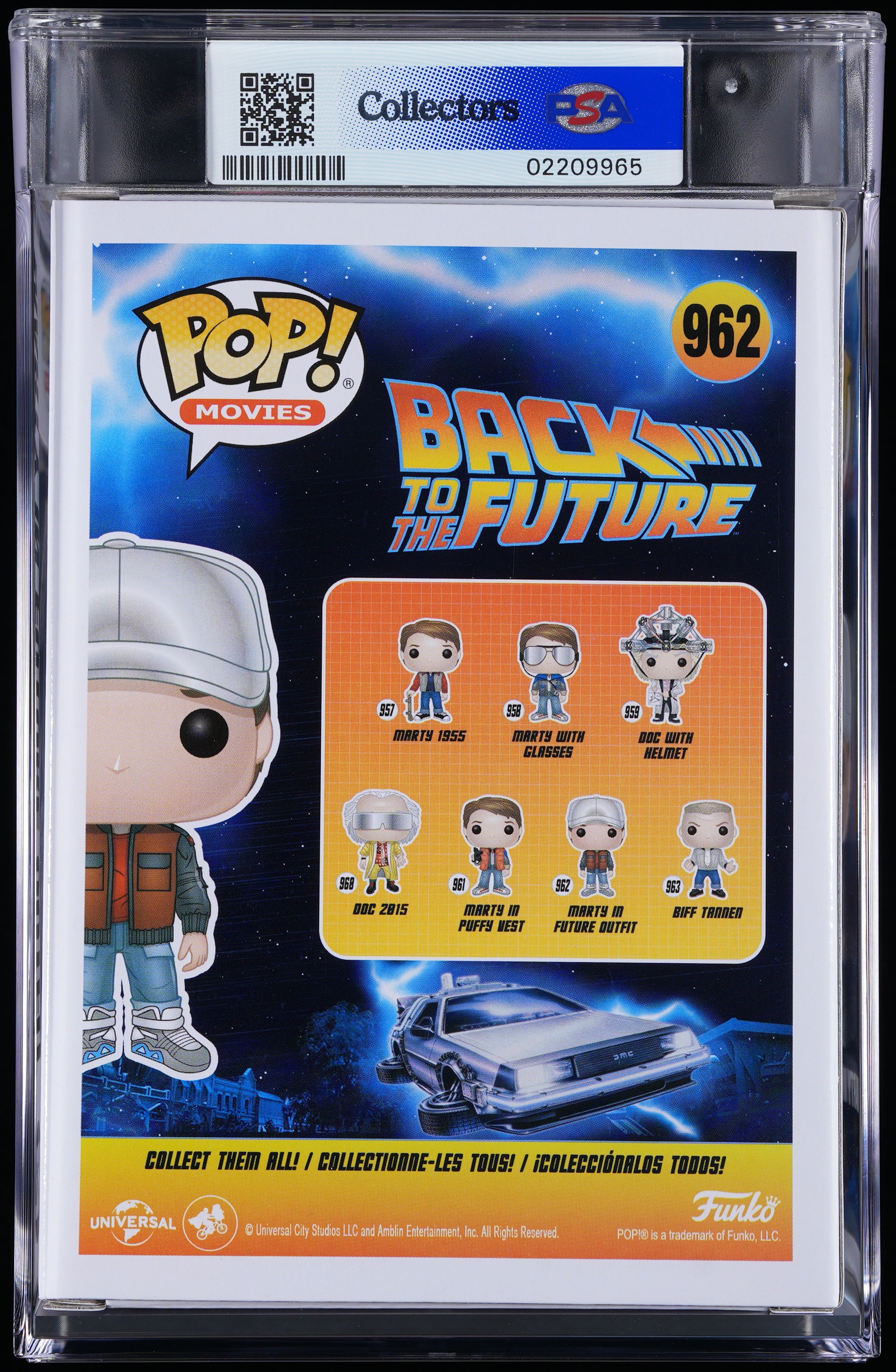 Funko Pop! PSA Graded Back to the Future: Marty in Future Outfit PSA Graded 9 MINT Vinyl Figure #962 Cert #02209965