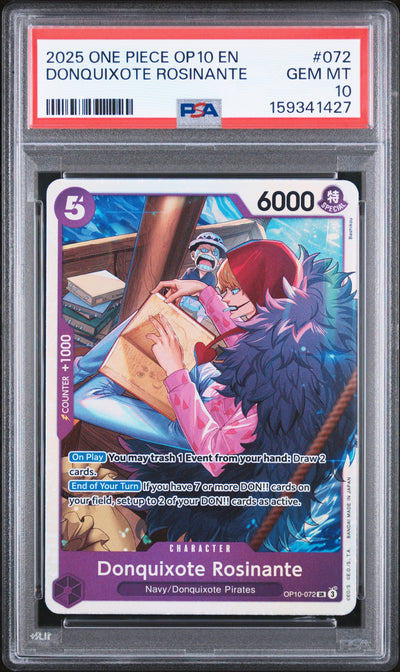 One Piece Op10 Royal Blood 072 Donquixote Rosinante PSA 10 GEM MINT Cert #159341427