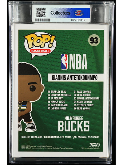Funko Pop! NBA Milwaukee Bucks: Giannis Antetokounmpo PSA Graded Vinyl Figure #93 Cert #02206312