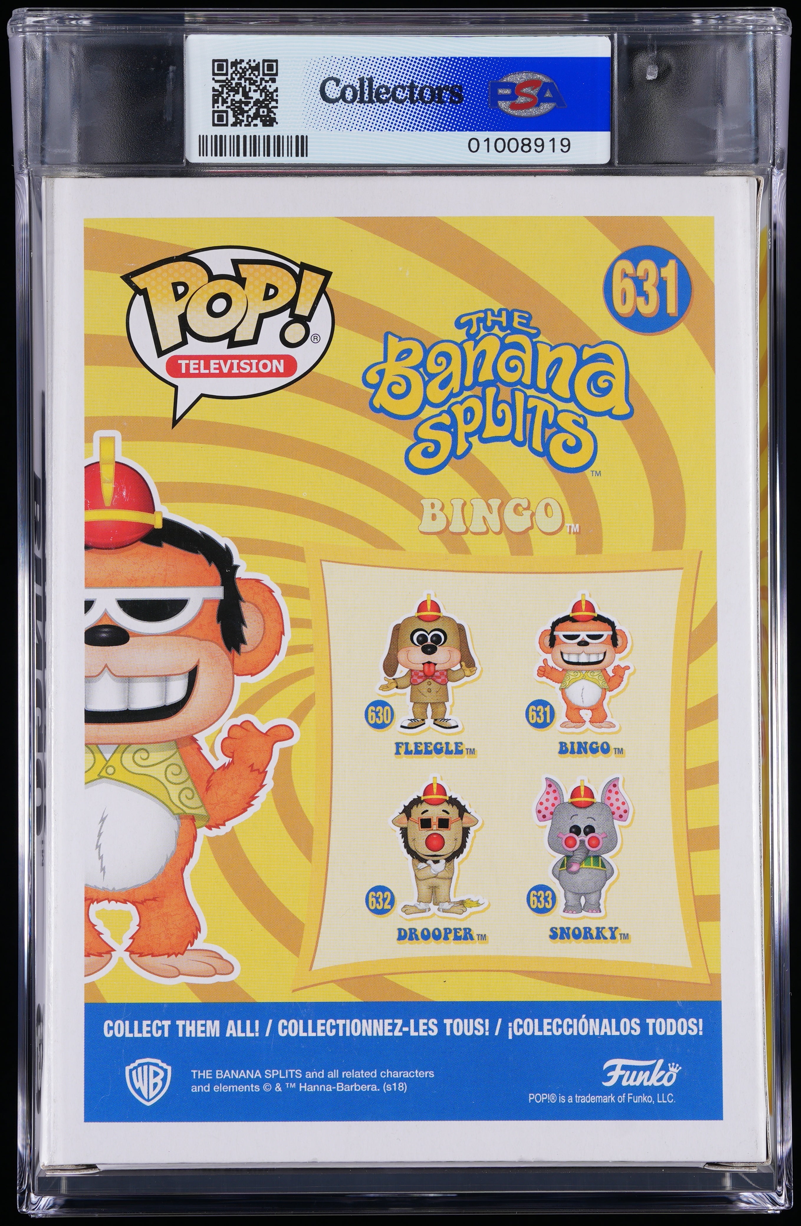 Funko Pop! PSA Graded The Banana Splits: Bingo (2018 Summer Convention) PSA Graded 8.5 NM-MT+ Vinyl Figure #631 Cert #01008919