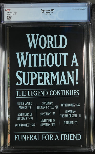 DC Comics: Superman 75 1/93 CGC 9.4 Cert #4499727009