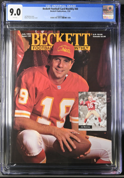 1993 Joe Montana Beckett Football Card Monthly 40 7/93 CGC 9.0 (Top Pop)
