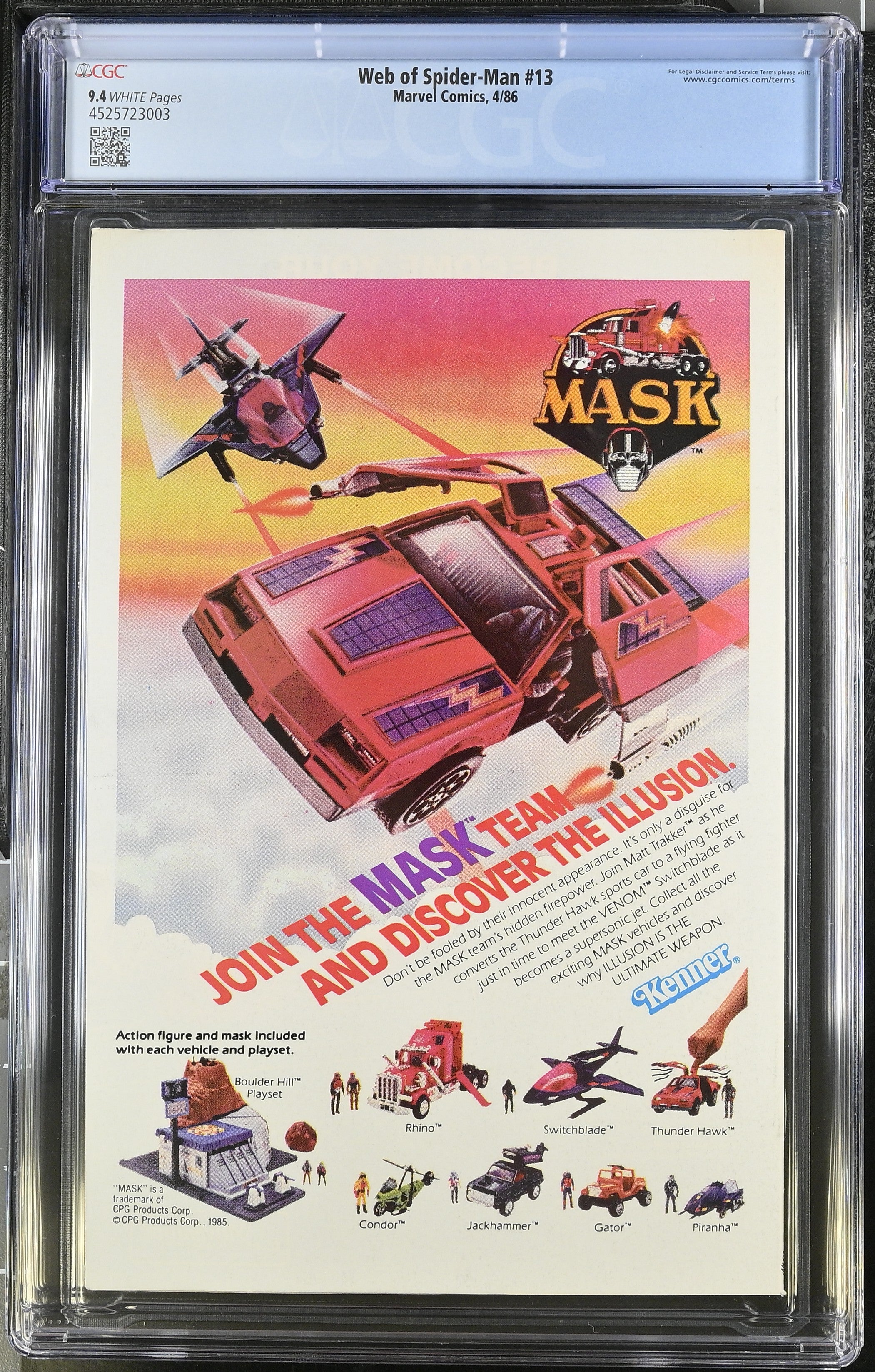 Marvel Comics: Web of Spider-Man 13 4/86 CGC 9.4 Cert #4525723003