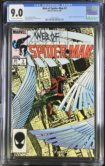 Marvel Comics: Web of Spider-Man 3 6/85 CGC 9.0 Cert #4525723010