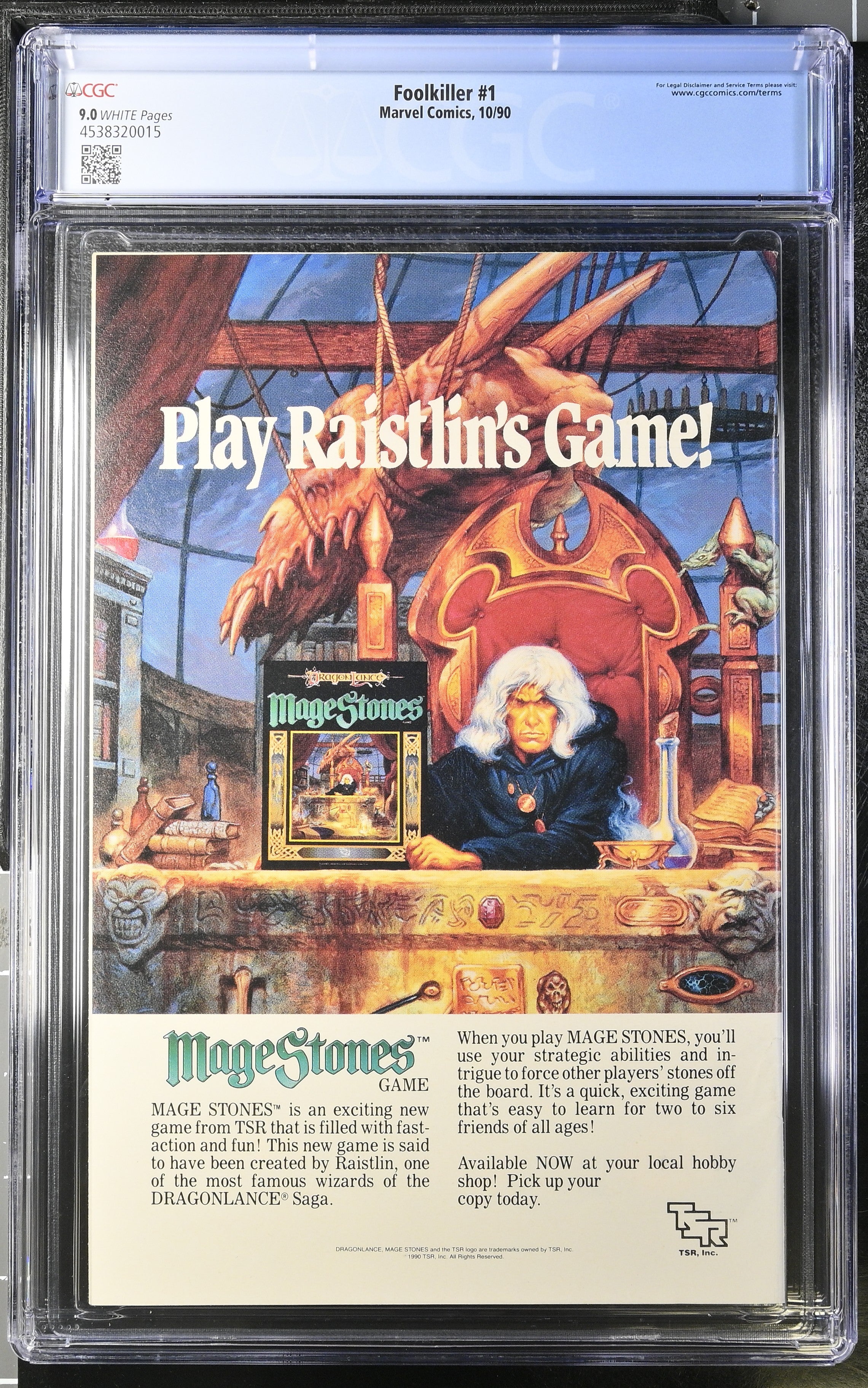 Marvel Comics: Foolkiller 1 10/90 CGC 9.0 Cert #4538320015 – Boxed