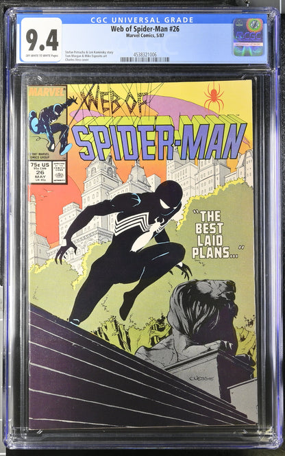 Marvel Comics: Web of Spider-Man 26 5/87 CGC 9.4 Cert #4538321006