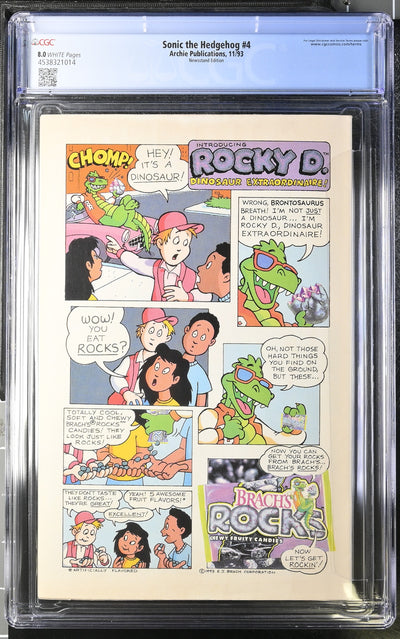 Archie Publications: Sonic the Hedgehog 4 11/93 CGC 8.0 Cert #4538321014