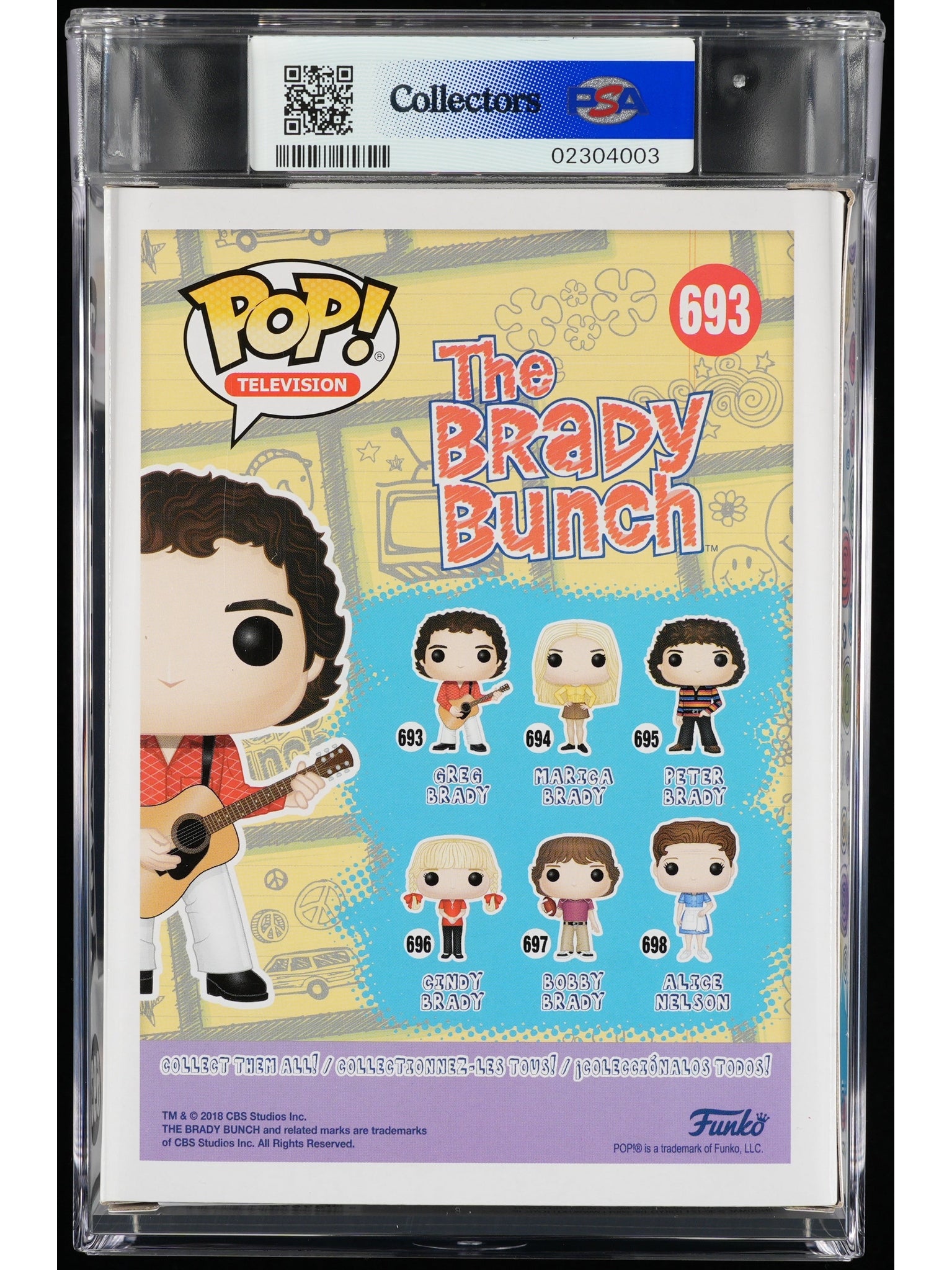 Funko Pop! The Brady Bunch: Greg Brady PSA Graded Vinyl Figure #693 Cert #02304003