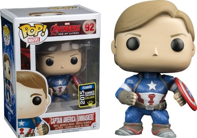 Funko Pop! Marvel Avengers: Captain America [Unmasked] (2015 Summer Convention) Vinyl Figure