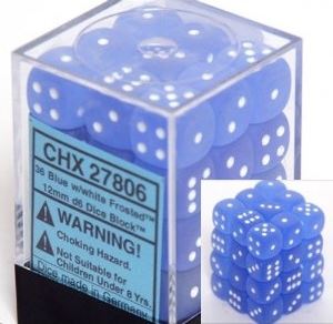 Chessex: Frosted Blue/White 12mm D6 Dice