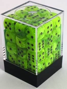 Chessex: Vortex Bright Green/Black 12mm D6 Dice