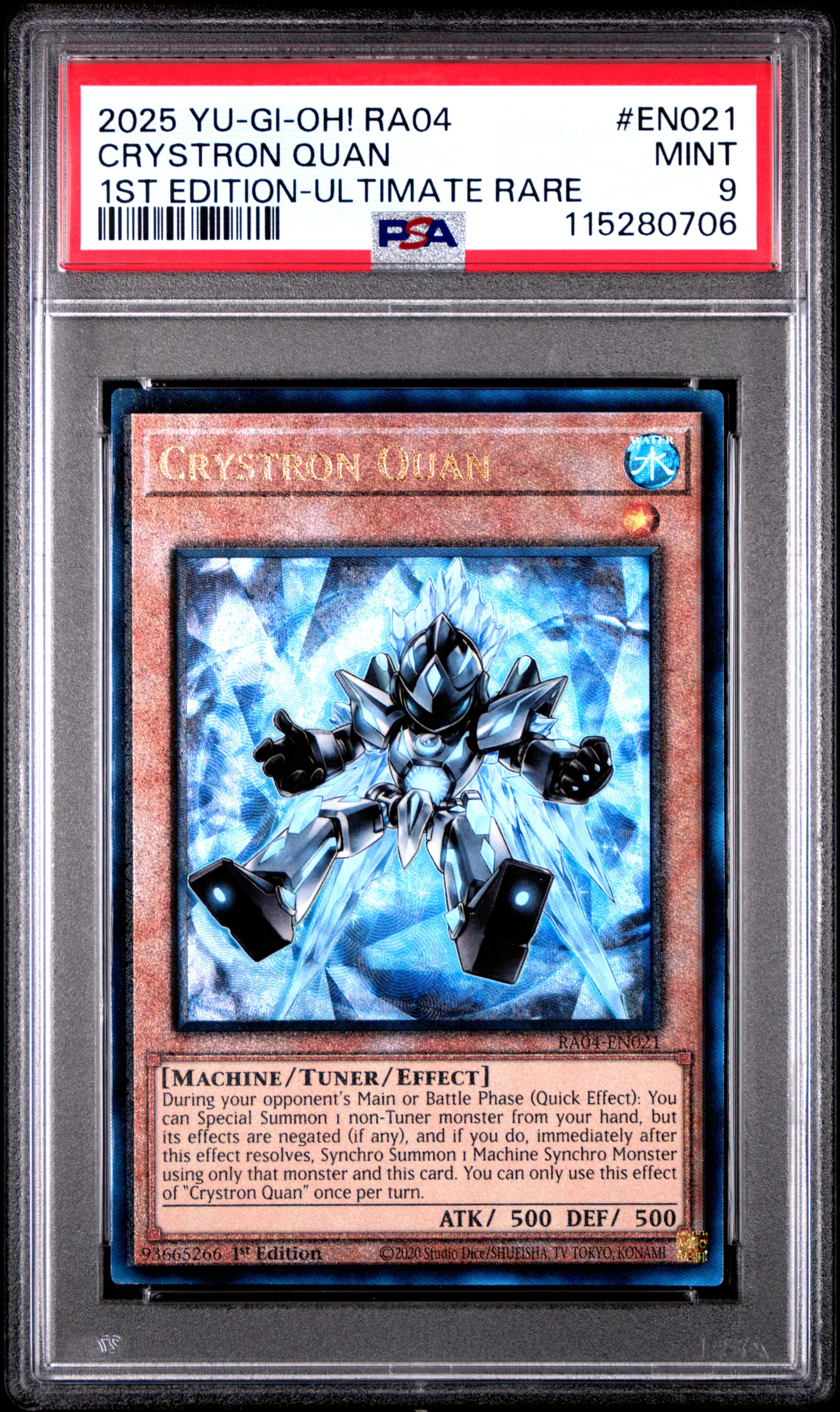 Yu Gi Oh! Ra04 Quarter Century Stampede En021 Crystron Quan 1St Edition Ultimate Rare PSA 9 MINT Cert #115280706