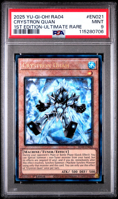 Yu Gi Oh! Ra04 Quarter Century Stampede En021 Crystron Quan 1St Edition Ultimate Rare PSA 9 MINT Cert #115280706