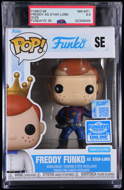 Funko Pop! PSA Graded Marvel: Freddy as Star-Lord (2025 Fundays) PSA Graded 8.5 NM-MT+ Vinyl Figure #SE Cert #02308499