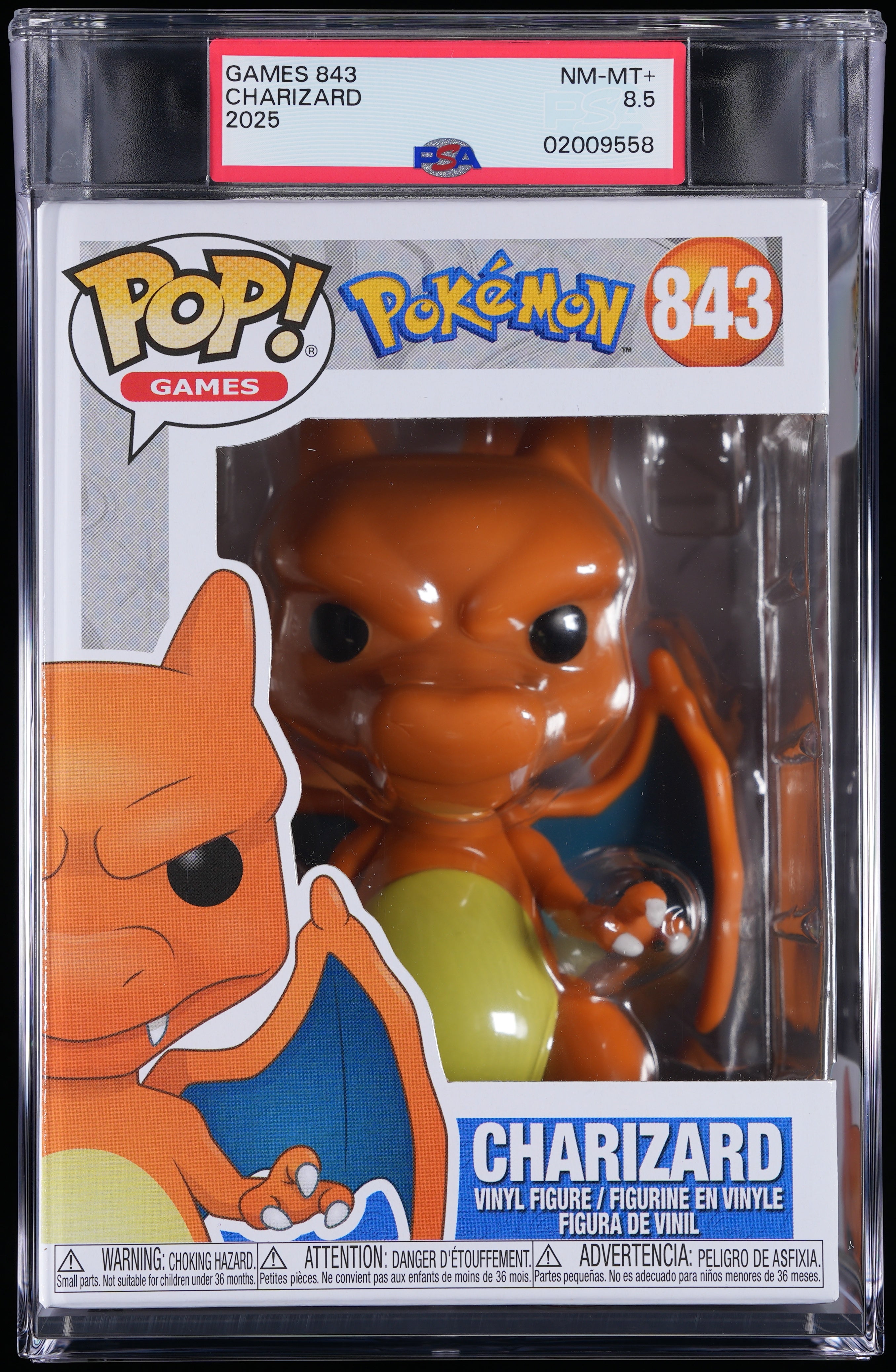 Funko Pop! PSA Graded Pokemon: Charizard PSA Graded 8.5 NM-MT+ Vinyl Figure #843 Cert #02009558