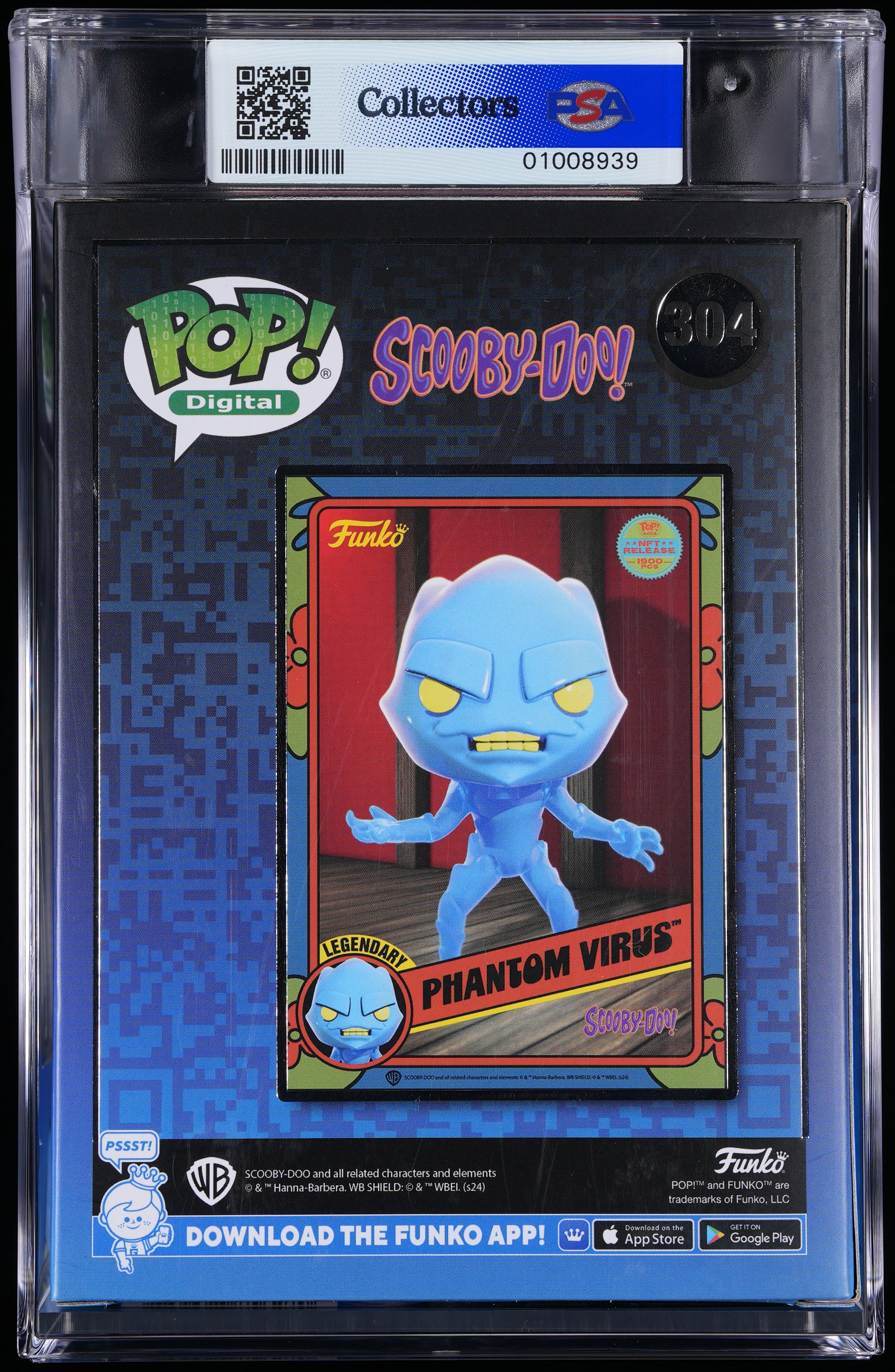 Funko Pop! PSA Graded Scooby-Doo: Phantom Virus GITD (Digital) PSA Graded 10 GEM MINT Vinyl Figure #304 Cert #01008939