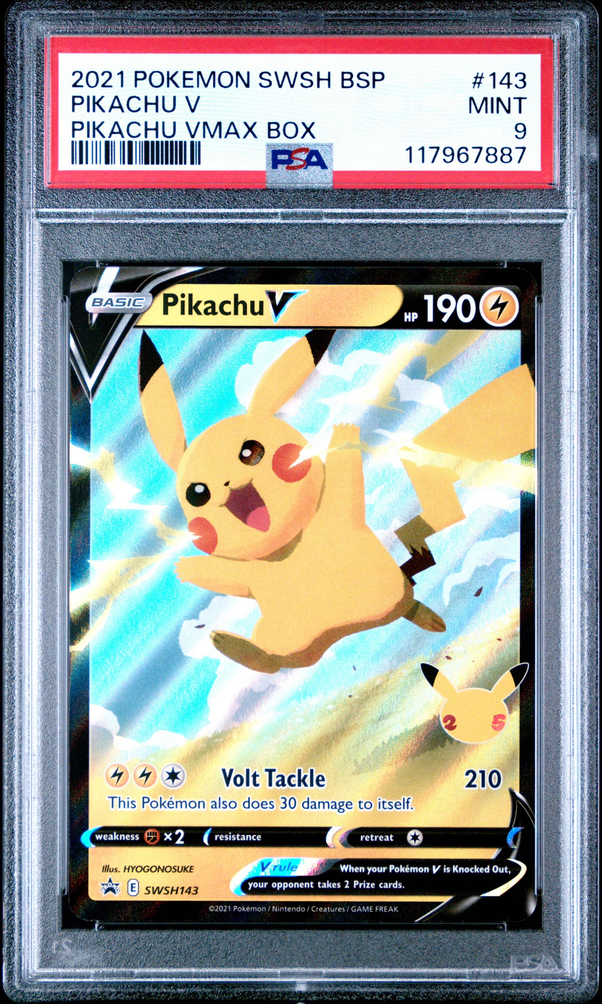 Pokemon Swsh Black Star Promo 143 Pikachu V Pikachu Vmax Box PSA 9 MINT Cert #117967887