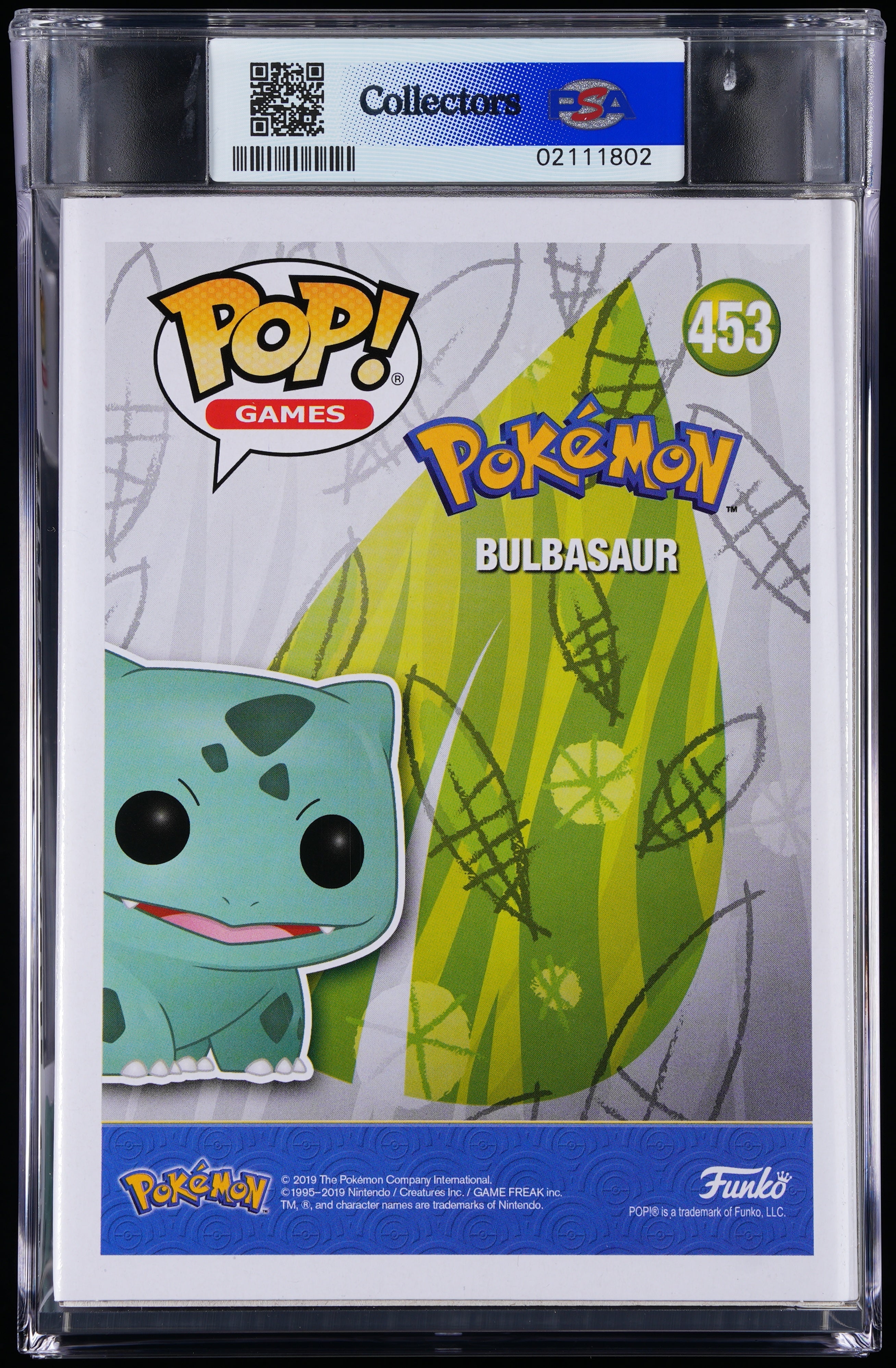 Funko Pop! PSA Graded Pokemon: Bulbasaur PSA Graded 10 GEM MINT Vinyl Figure #453 Cert #02111802