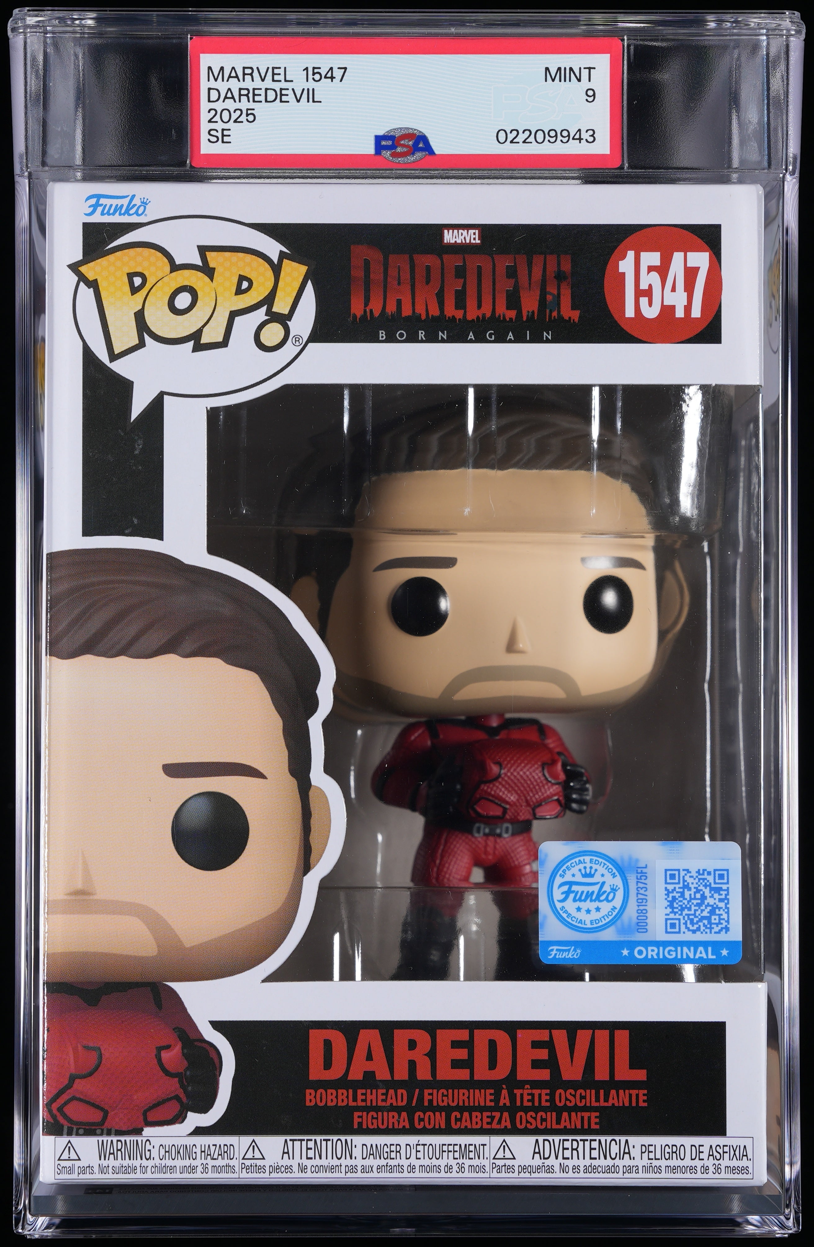 Funko Pop! PSA Graded Daredevil Born Again: Daredevil PSA Graded 9 MINT Vinyl Figure #1547 Cert #02209943