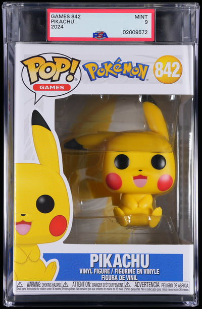 Funko Pop! PSA Graded Pokemon: Pikachu (Sitting) PSA Graded 9 MINT Vinyl Figure #842 Cert #02009572