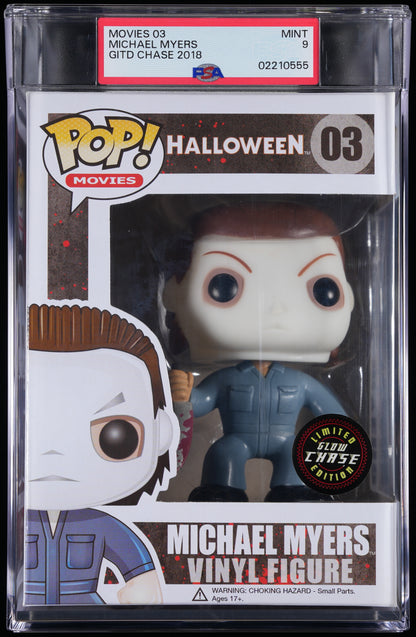 Funko Pop! PSA Graded Halloween: Michael Myers (GITD Chase) PSA Graded 9 MINT Vinyl Figure #03 Cert #02210555