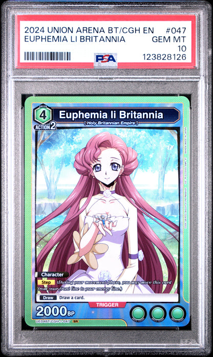Union Arena Ue04Bt/Cgh Code Geass 047 Euphemia Li Britannia PSA 10 GEM MINT Cert #123828126