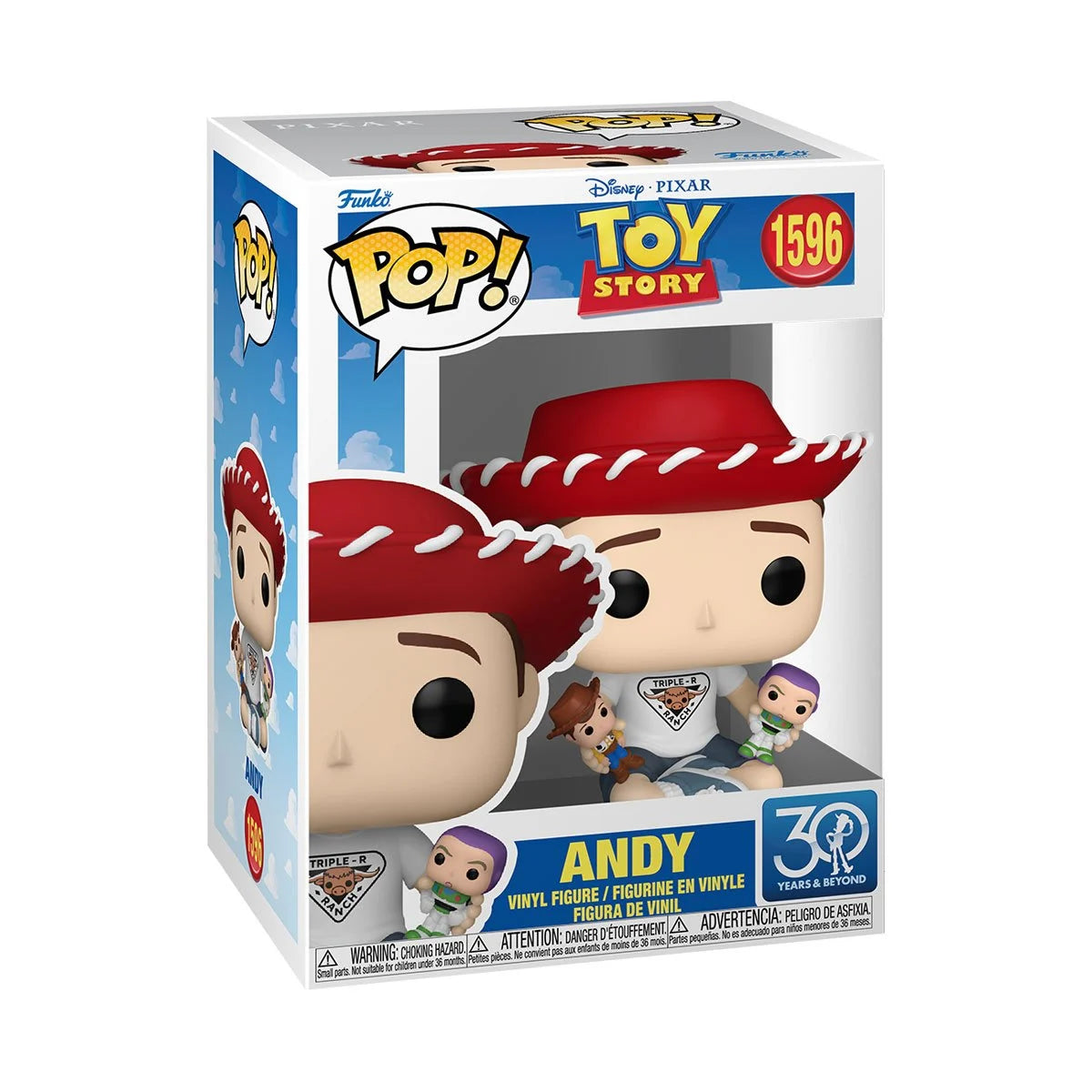 Funko Pop! Disney Toy Story: Andy with Buzz Lightyear and Woody (30th Anniversary) Vinyl Figure #1600