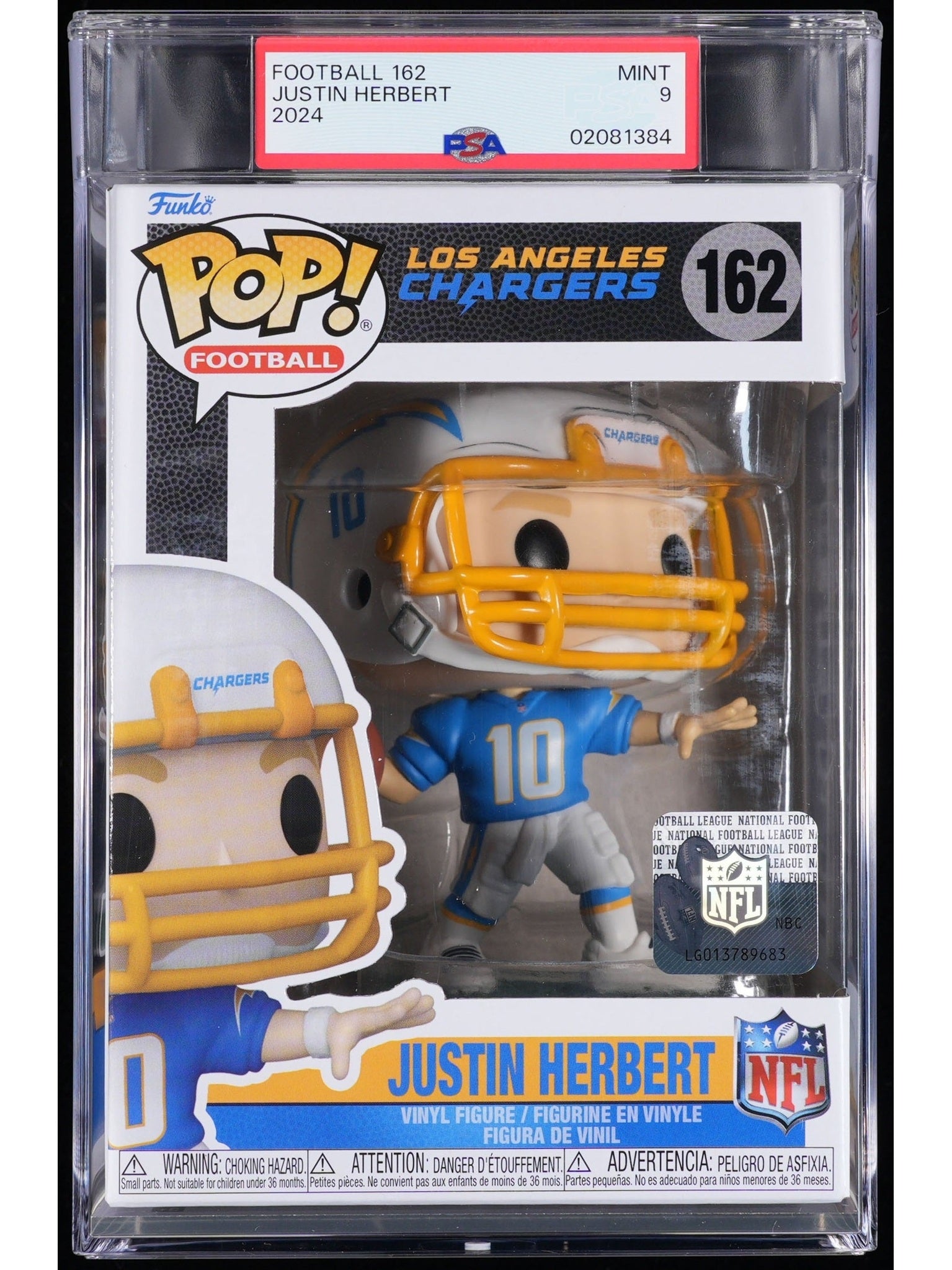Funko Pop! NFL LA Chargers: Justin Herbert (PSA 9 MINT) Vinyl Figure #162