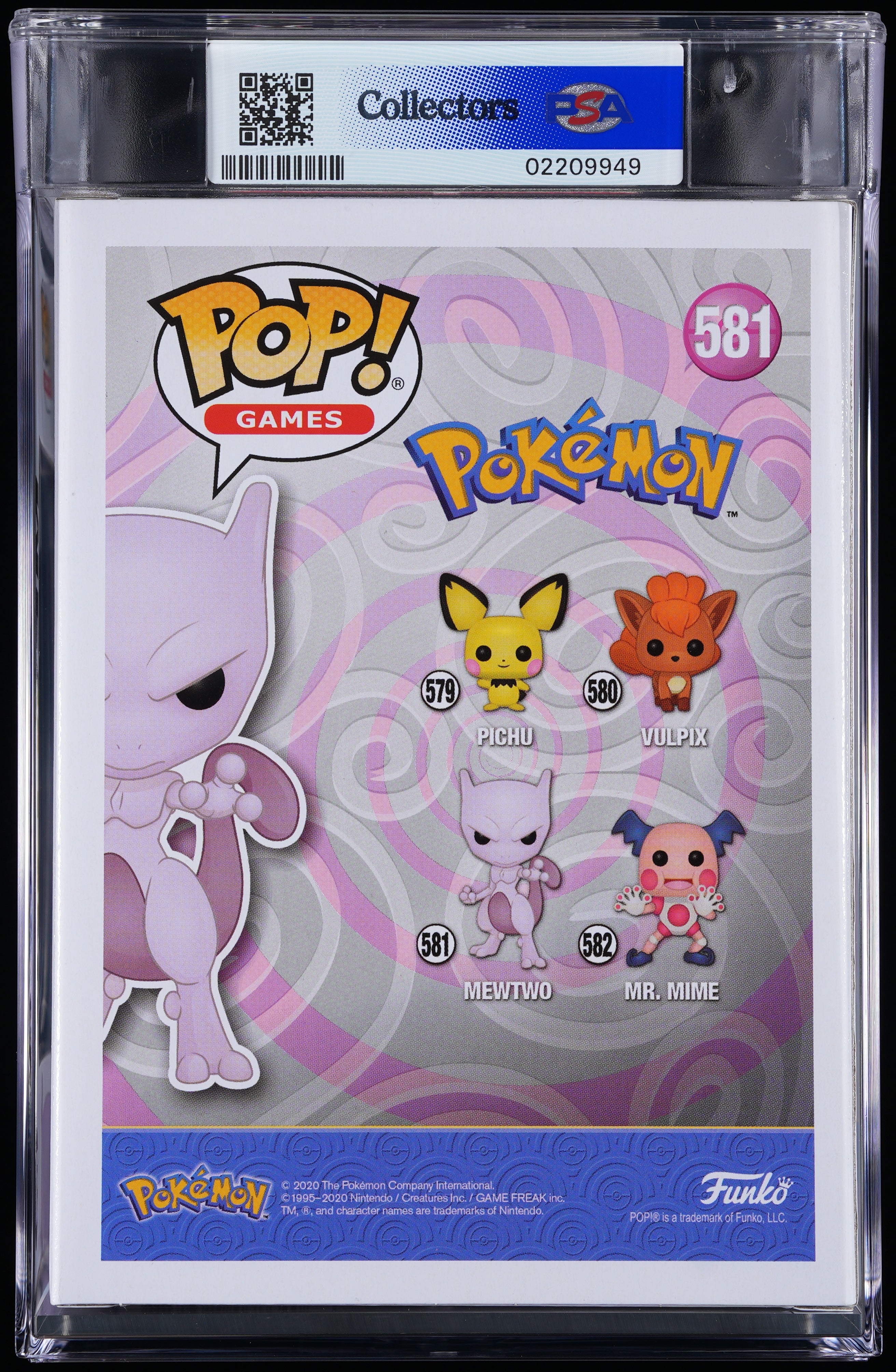 Funko Pop! Pokemon: Mewtwo PSA Graded Vinyl Figure #581 PSA Graded 10 GEM MINT