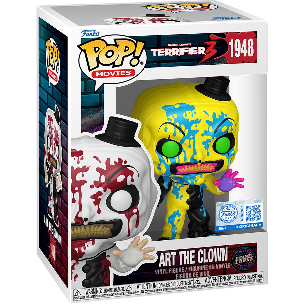Funko Pop! Terrifier 3: Art the Clown Bloody (EE) Limited Edition Black Light Chase Vinyl Figure #1948