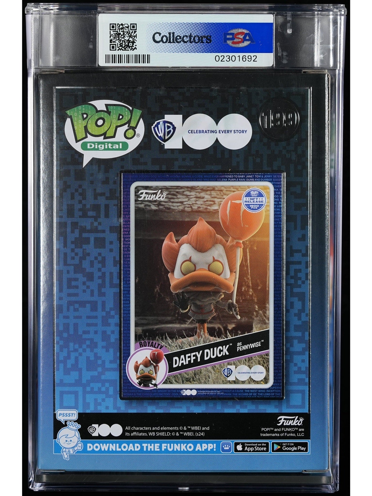 Funko Pop! WB 100th: Daffy Duck as Pennywise (PSA Graded) Vinyl Figure #199