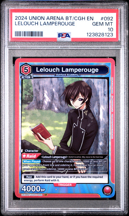 Union Arena Ue04Bt/Cgh Code Geass 092 Lelouch Lamperouge PSA 10 GEM MINT Cert #123828123
