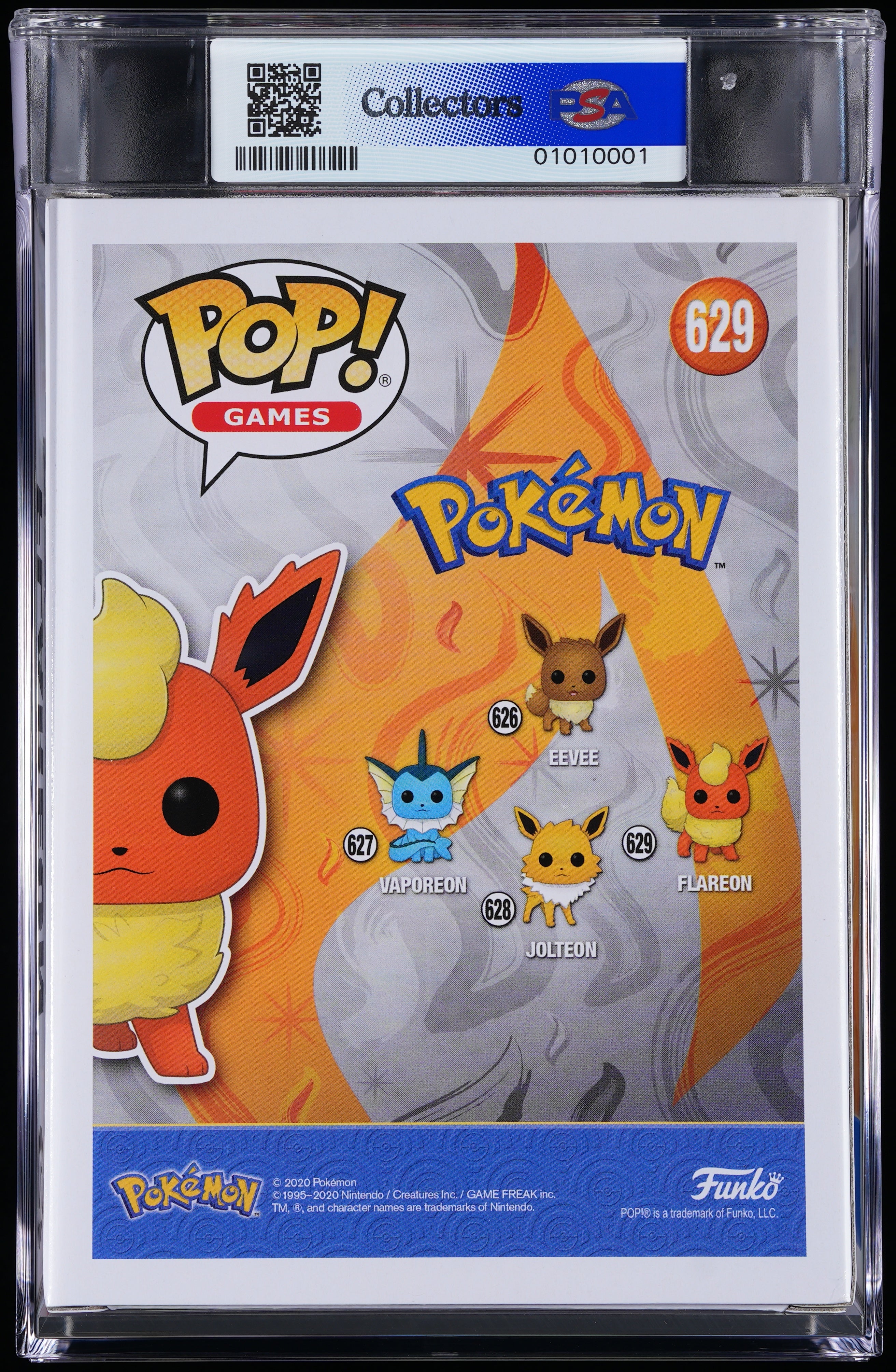 Funko Pop! PSA Graded Pokemon: Flareon PSA Graded 9 MINT Vinyl Figure #629 Cert #01010001