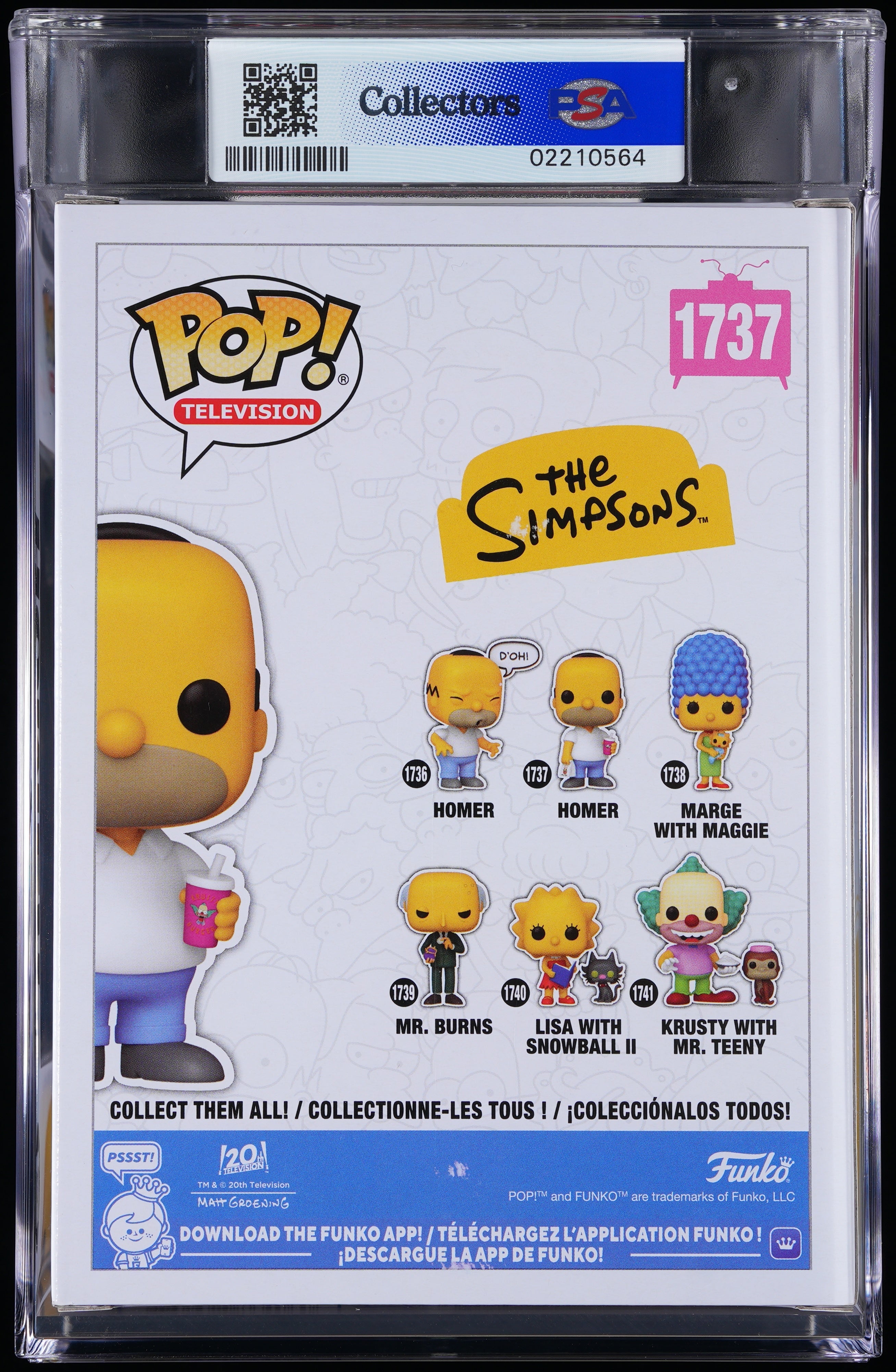 Funko Pop! PSA Graded The Simpsons: Homer Simpson PSA Graded 9 MINT Vinyl Figure #1737 Cert #02210564