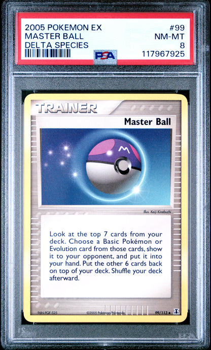 Pokemon Ex Delta Species 99 Master Ball PSA 8 NM-MT Cert #117967925