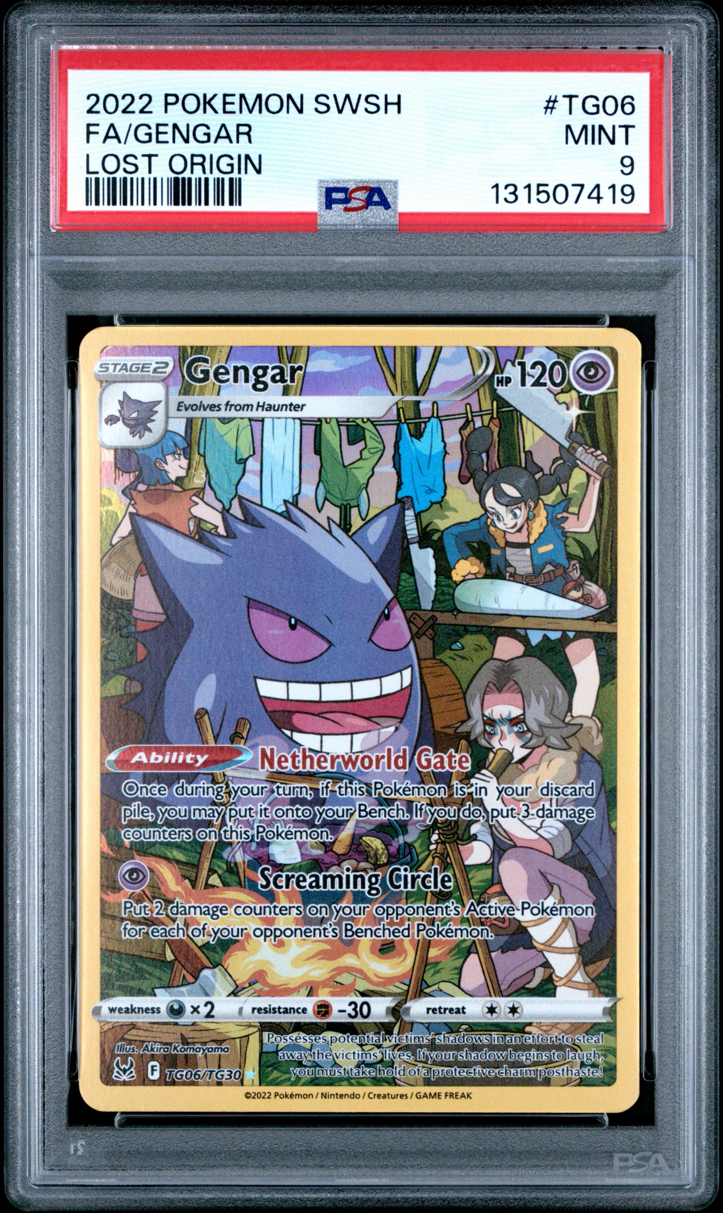 Pokemon Sword & Shield Lost Origin Tg06 Full Art/Gengar PSA 9 MINT Cert #131507419