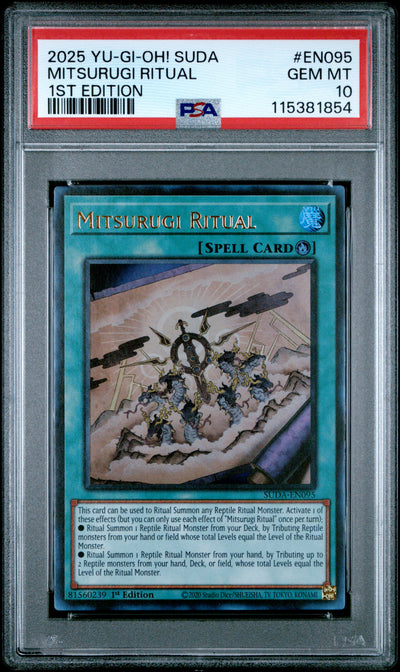 Yu Gi Oh! Suda Supreme Darkness En095 Mitsurugi Ritual 1St Edition PSA 10 GEM MINT Cert #115381854