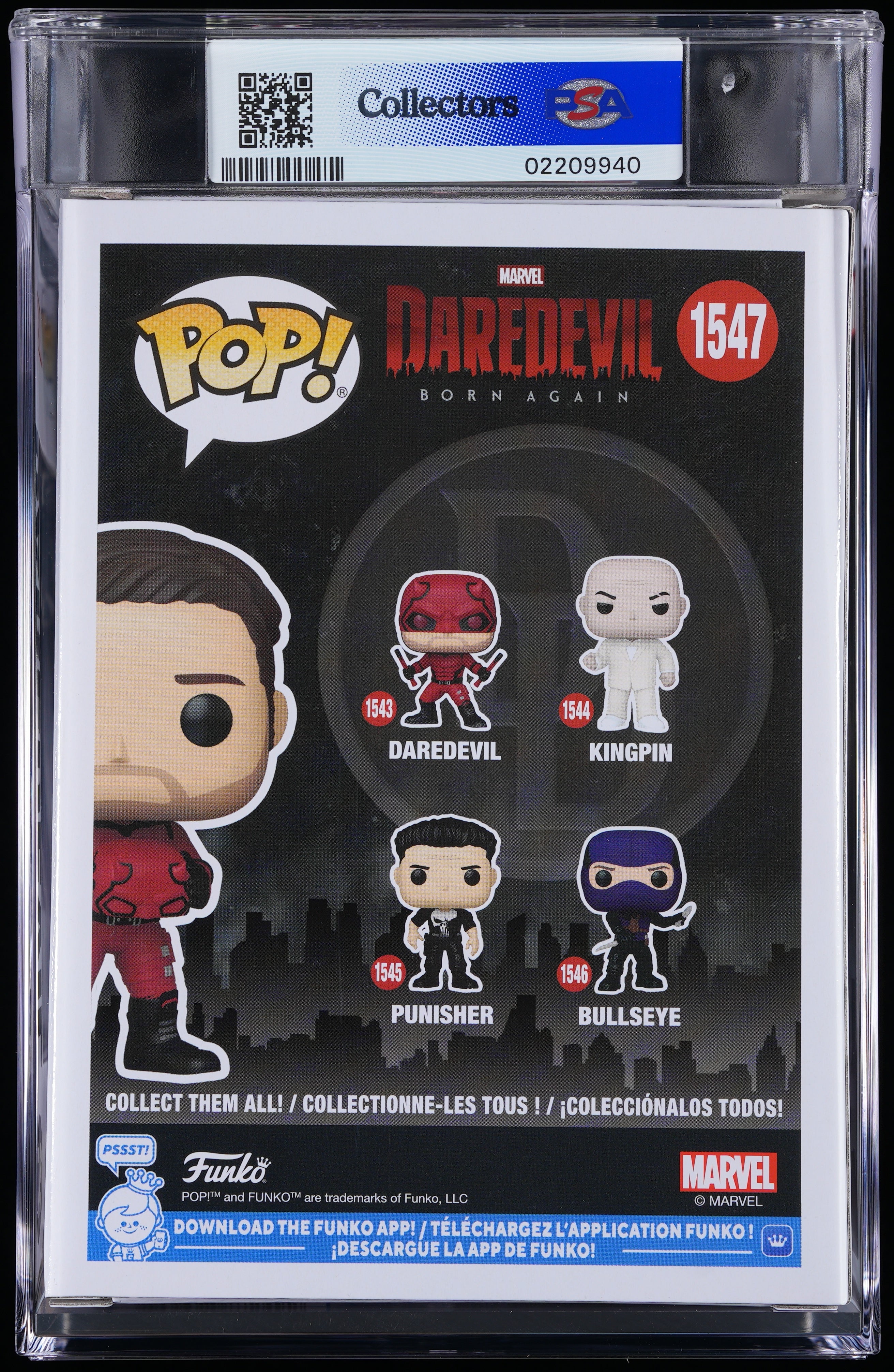 Funko Pop! PSA Graded Daredevil Born Again: Daredevil PSA Graded 10 GEM MINT Vinyl Figure #1547 Cert #02209940