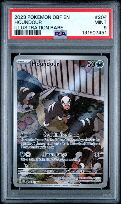 Pokemon Obf En Obsidian Flames 204 Houndour Illustration Rare PSA 9 MINT Cert #131507451