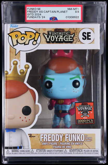 Funko Pop! PSA Graded Freddy Funko: Freddy as Captain Planet (2024 Funko Fundays) PSA Graded 8.5 NM-MT+ Vinyl Figure #SE Cert #01008922