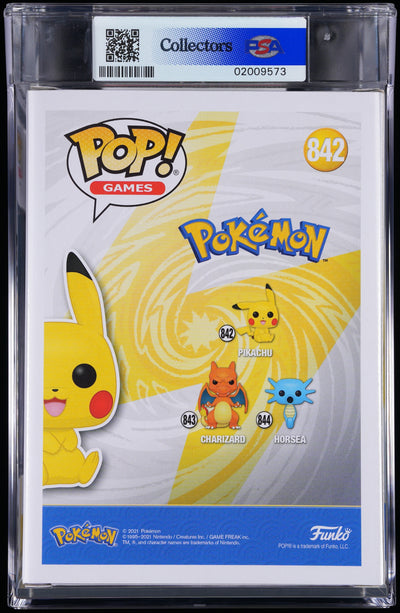 Funko Pop! PSA Graded Pokemon: Pikachu (Sitting) PSA Graded 9 MINT Vinyl Figure #842 Cert #02009573