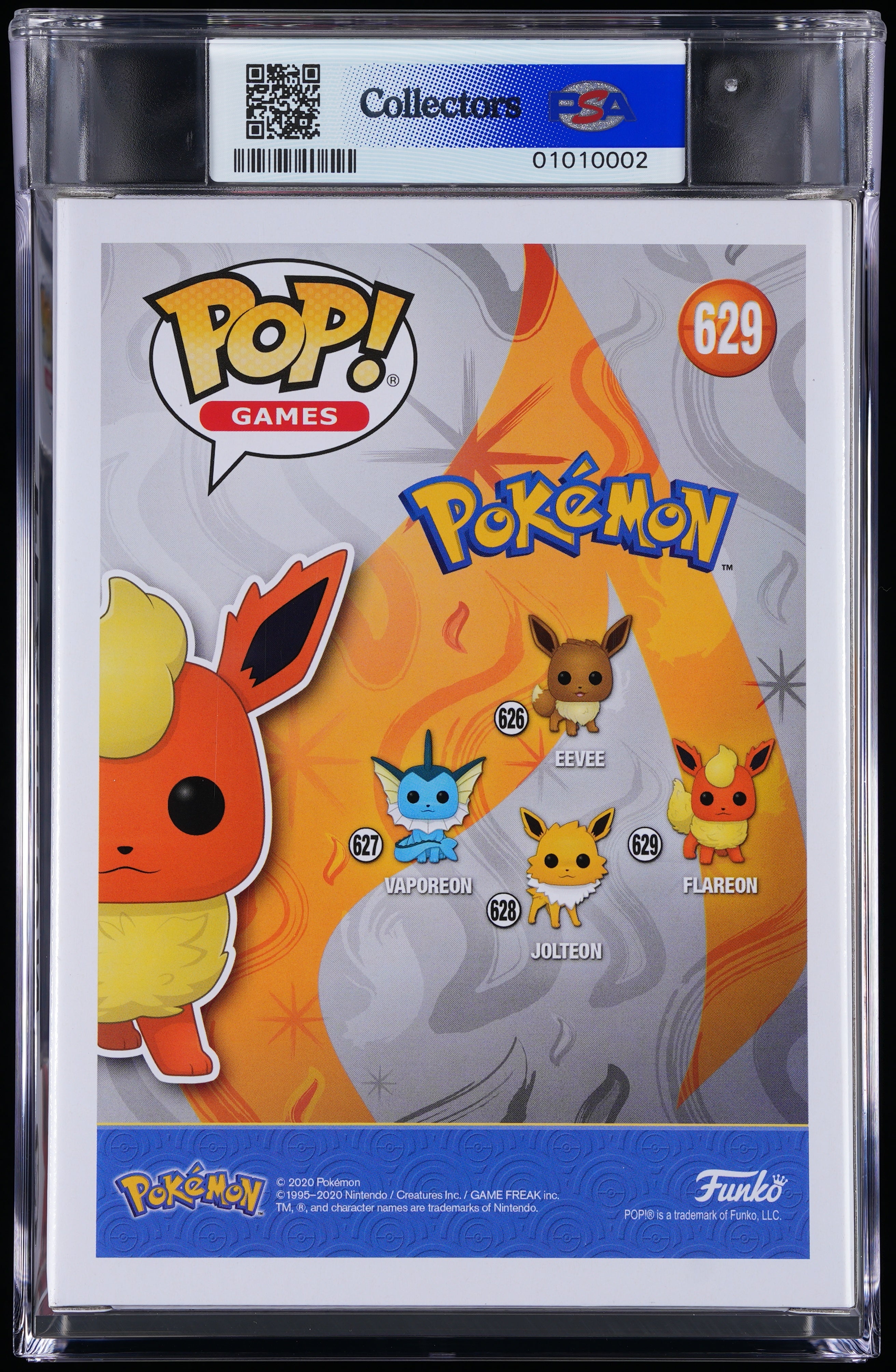 Funko Pop! PSA Graded Pokemon: Flareon PSA Graded 8.5 NM-MT+ Vinyl Figure #629 Cert #01010002