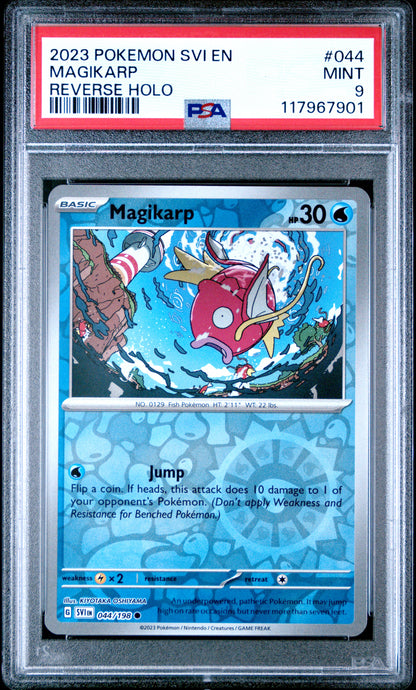 Pokemon Svi En Scarlet & Violet 044 Magikarp Reverse Holo PSA 9 MINT Cert #117967901