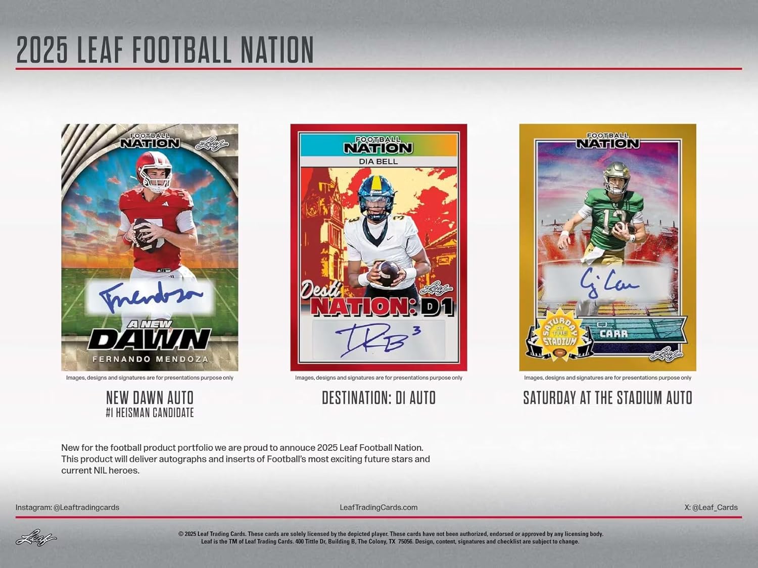 Leaf: 2025 Football Nation Hobby Box (6 Cards)