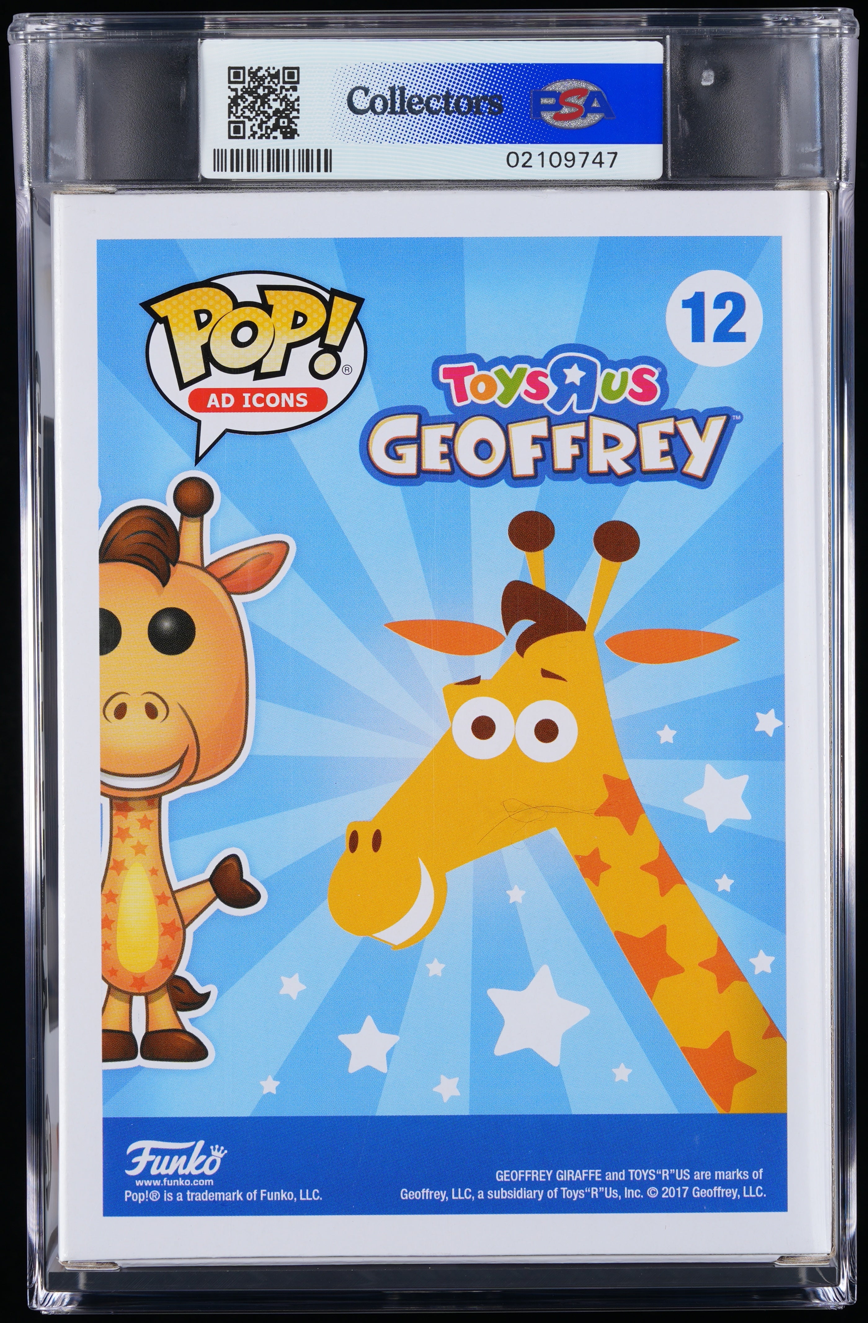 Funko Pop! PSA Graded Toys R Us: Geoffrey PSA Graded 8.5 NM-MT+ Vinyl Figure #12 Cert #02109747