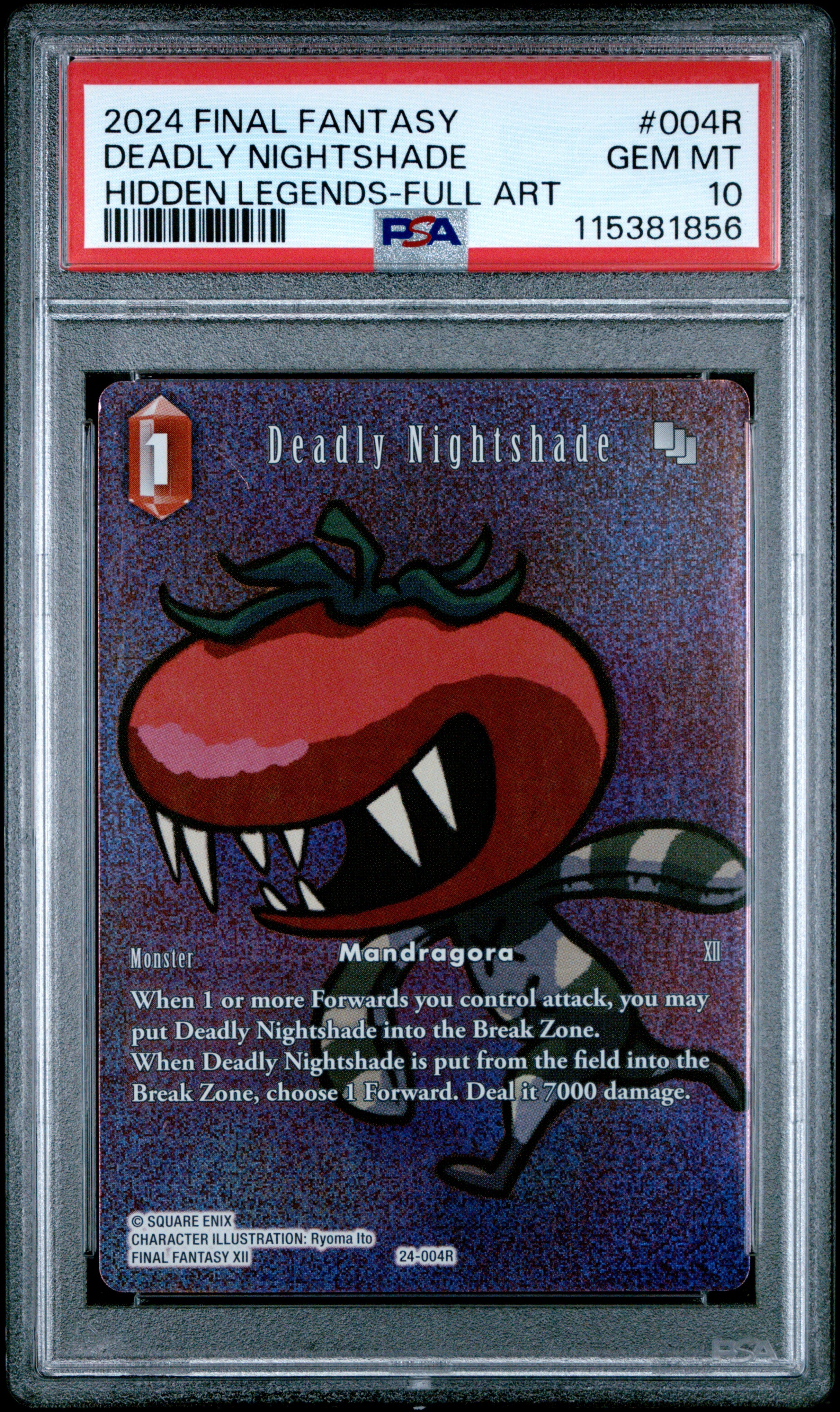 Final Fantasy Hidden Legends 004R Deadly Nightshade Full Art PSA 10 GEM MINT Cert #115381856