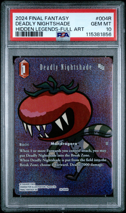 Final Fantasy Hidden Legends 004R Deadly Nightshade Full Art PSA 10 GEM MINT Cert #115381856