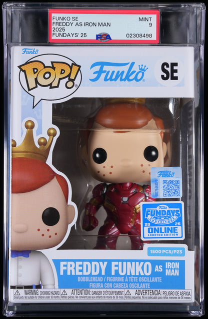 Funko Pop! PSA Graded Marvel: Freddy as Iron Man (2025 Fundays) PSA Graded 9 MINT Vinyl Figure #SE Cert #02308498