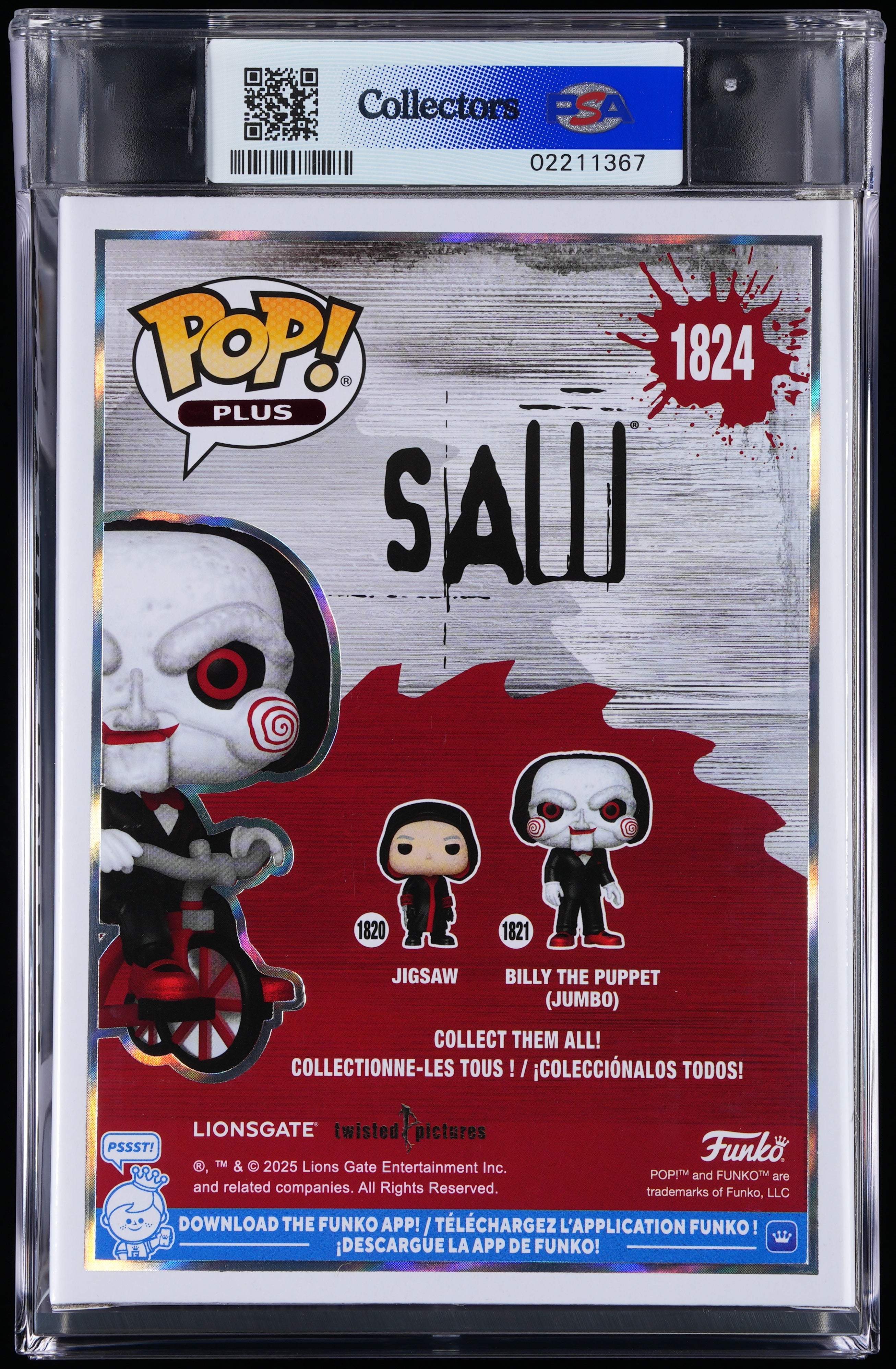 Funko Pop! PSA Graded Saw: Billy The Puppet PSA Graded 10 GEM MINT Vinyl Figure #1824 Cert #02211367